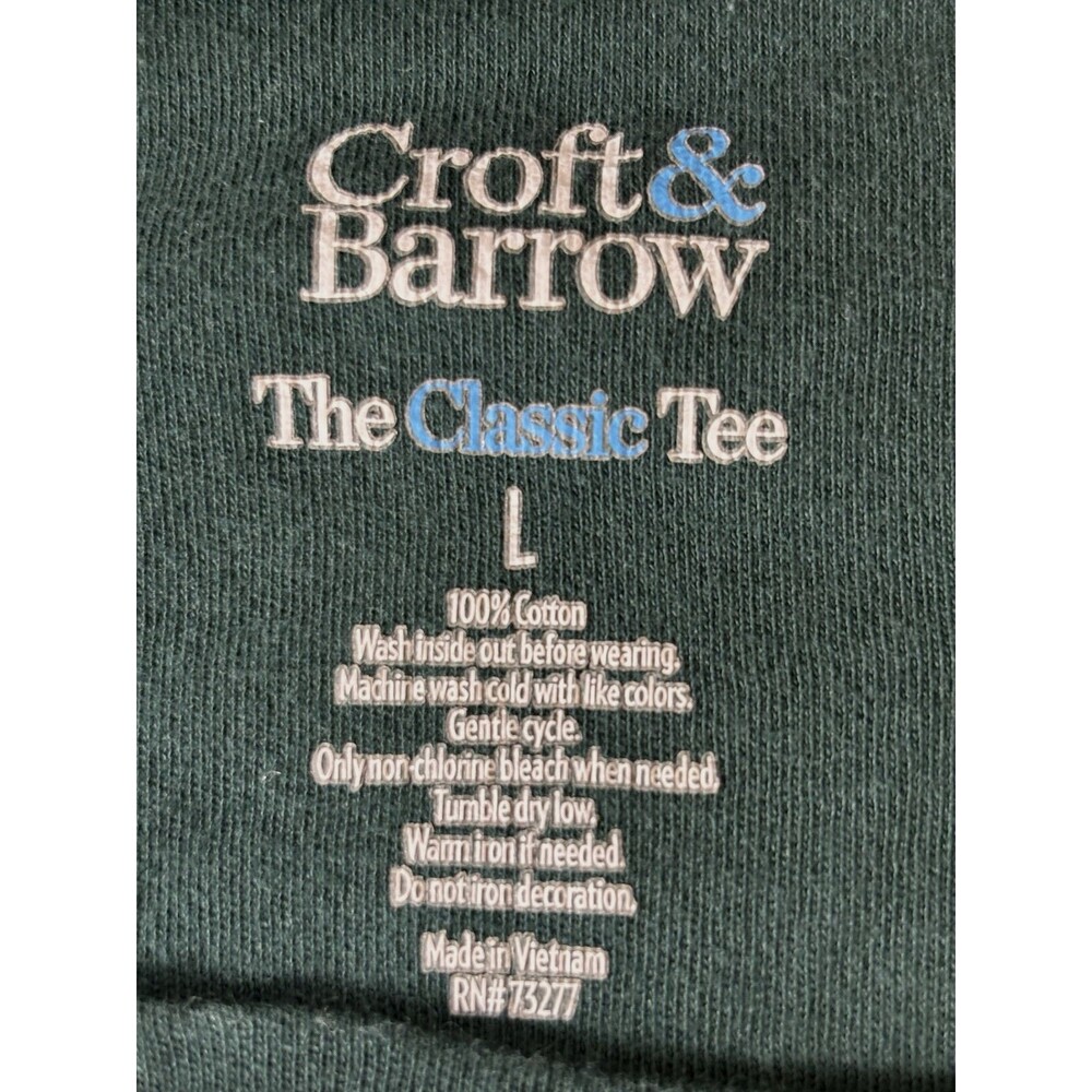 Croft & Barrow Holiday Long Sleeved Tee Green & White Large - Picture 2 of 4